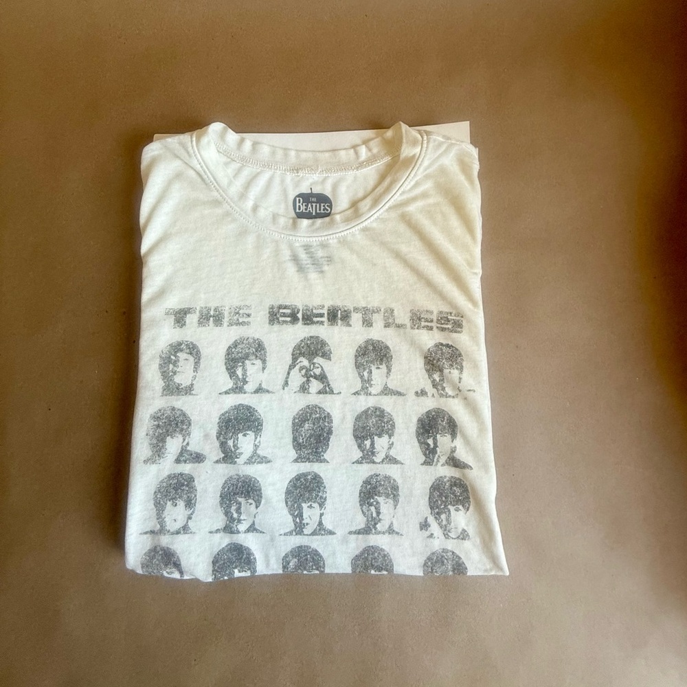 The Beatles Cream Tee with Faded Black Print
